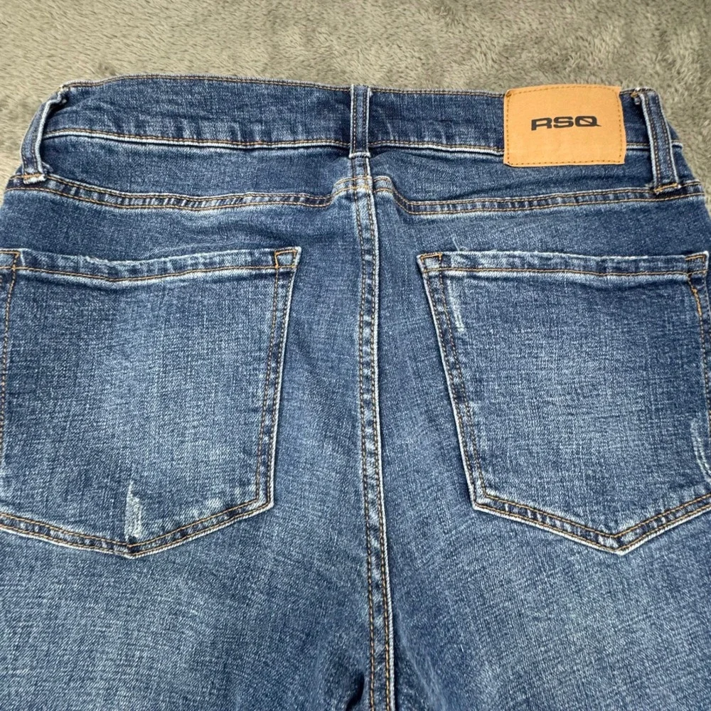 RSQ Slim Straight Jeans Men Blue Wash Size 31x32 Distressed Denim‎